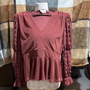Chic Women's Mauve Peplum Blouse